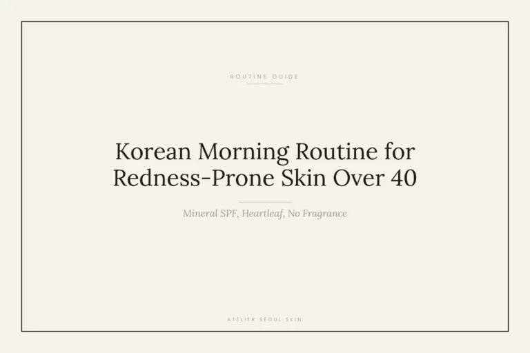 Korean Morning Routine for Redness-Prone Skin Over 40 (Mineral SPF, Heartleaf, Zero Fragrance)